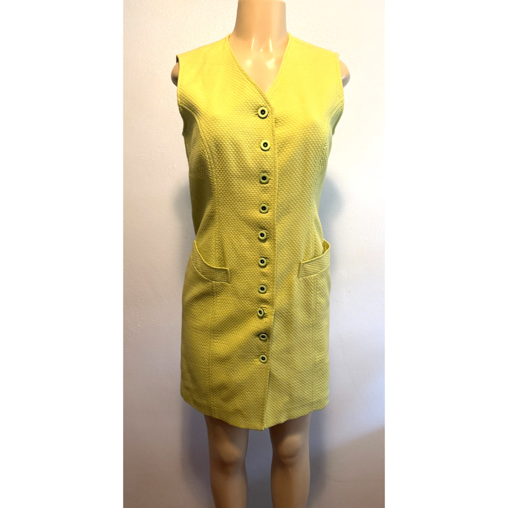 Taiga Paris Womens Sleeveless Knee Length Sheath Dress textured Lime color Sz 8